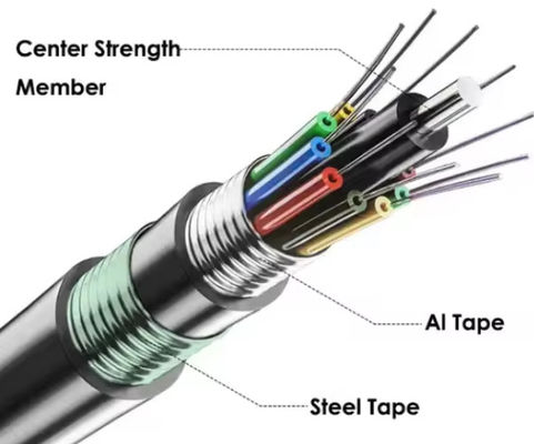 24 Core GYTA53 Double Armored Sheath Outdoor Single Mode Armored Fiber Optic Cable For Direct Burial