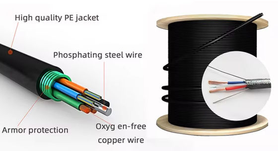 Factory Peice 96 Core GDTA GDTS Photoelectric Hybrid Fiber Optic Cable G652D Single Mode Fiber With Power Wire