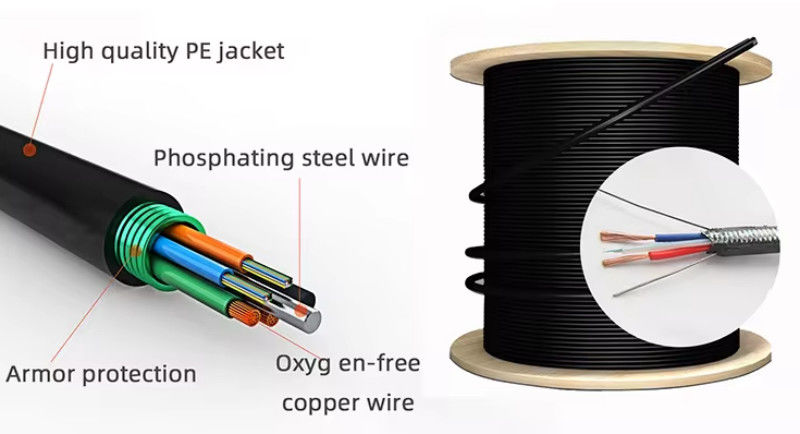 Factory Peice 96 Core GDTA GDTS Photoelectric Hybrid Fiber Optic Cable G652D Single Mode Fiber With Power Wire