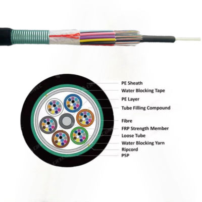 PSP blindato all'aperto tutto asciutto cavo in fibra ottica GYFS blindato con nastro d'acciaio o FRP
