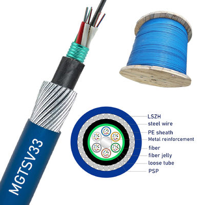 Fabbrica LSZH MGTSV33 Acciaio filo blindato miniere Cavo ottico in fibra di fuoco ritardante G652D Cavi ottici blu per miniere