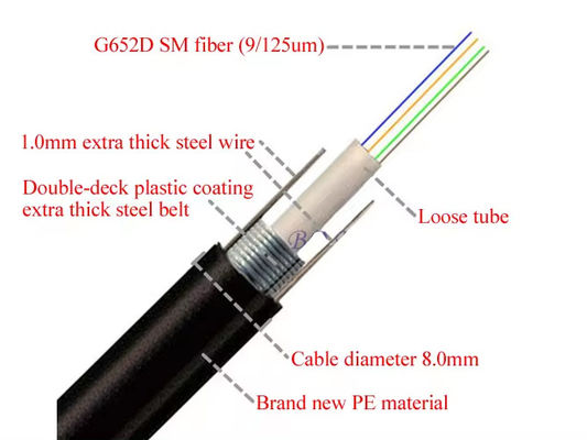 Cavo in fibra ottica a nastro in acciaio a tubo unico GYXTW Cavi di comunicazione monouso a 24 nuclei