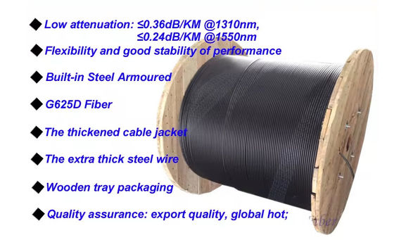 Cavo in fibra ottica a nastro in acciaio a tubo unico GYXTW Cavi di comunicazione monouso a 24 nuclei