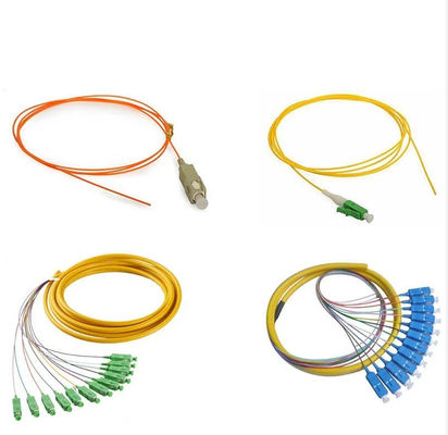 2 Core Single Mode Fiber Optic Pigtail SC UPC SC APC 12 Color Coded Low Loss