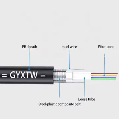 Cavo a fibra ottica aerea GYXTW 4-24 Core Single Mode G652D 8.0mm Cavo OD per posa aerea con resistenza del filo di acciaio da 1 mm