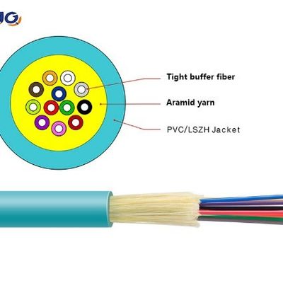 Cable di distribuzione interna a tenuta tampone ad alta prestazione GJFJV multi-fibra singolo-modo, ignibile, facile da terminare, resistenza duratura all'aramide, giacca LSZH per reti di costruzione sicure