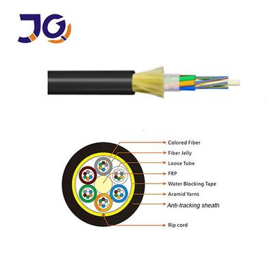 ADSS Single Jacket Aerial Fiber Optic Cable Single Mode Aramid Yarn Strength Outdoor Overhead Installazione FTTx Telecom