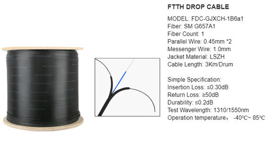 Cavo flessibile di fibra ottica del centro di GJYXCH-1B6 G657A2 1