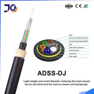 Il rivestimento 48 del PE svuota il cavo a fibre ottiche autosufficiente di ADSS