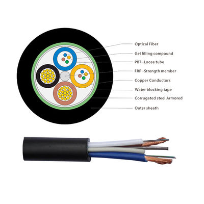 G652D 6 Core Hybrid Optical Cable With 2 Copper Power Wires OPLC Outdoor Communication Cable