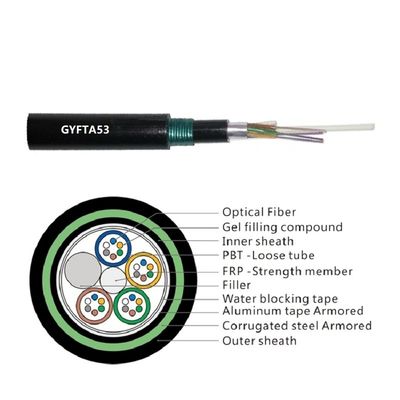 Metropolitana sciolta incagliata cavo a fibre ottiche corazzato di forza di Frp della guaina del pe dei 48 centri