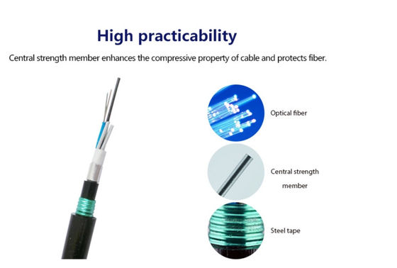 Resistente di acqua sepolto diretto del doppio cavo a fibre ottiche sotterraneo della guaina GYTA53