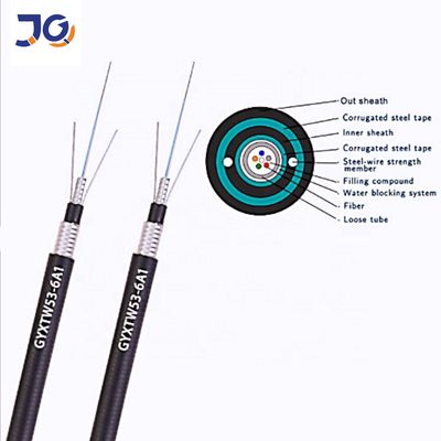 2 4 6 12 24 core Outdoor Direct Burial Double Steel Armored GYXTW53 Fiber Optical Cable