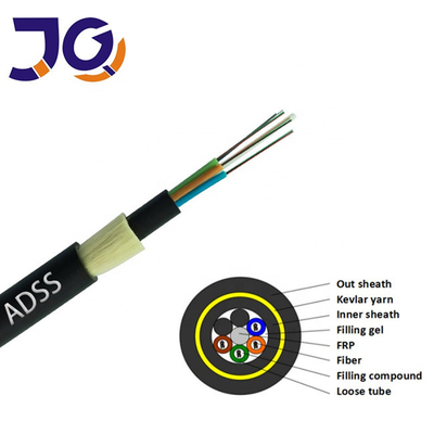 Singola portata non metallica G652D del centro 100/200m del cavo a fibre ottiche 6/12/24/48/96 del rivestimento ADSS